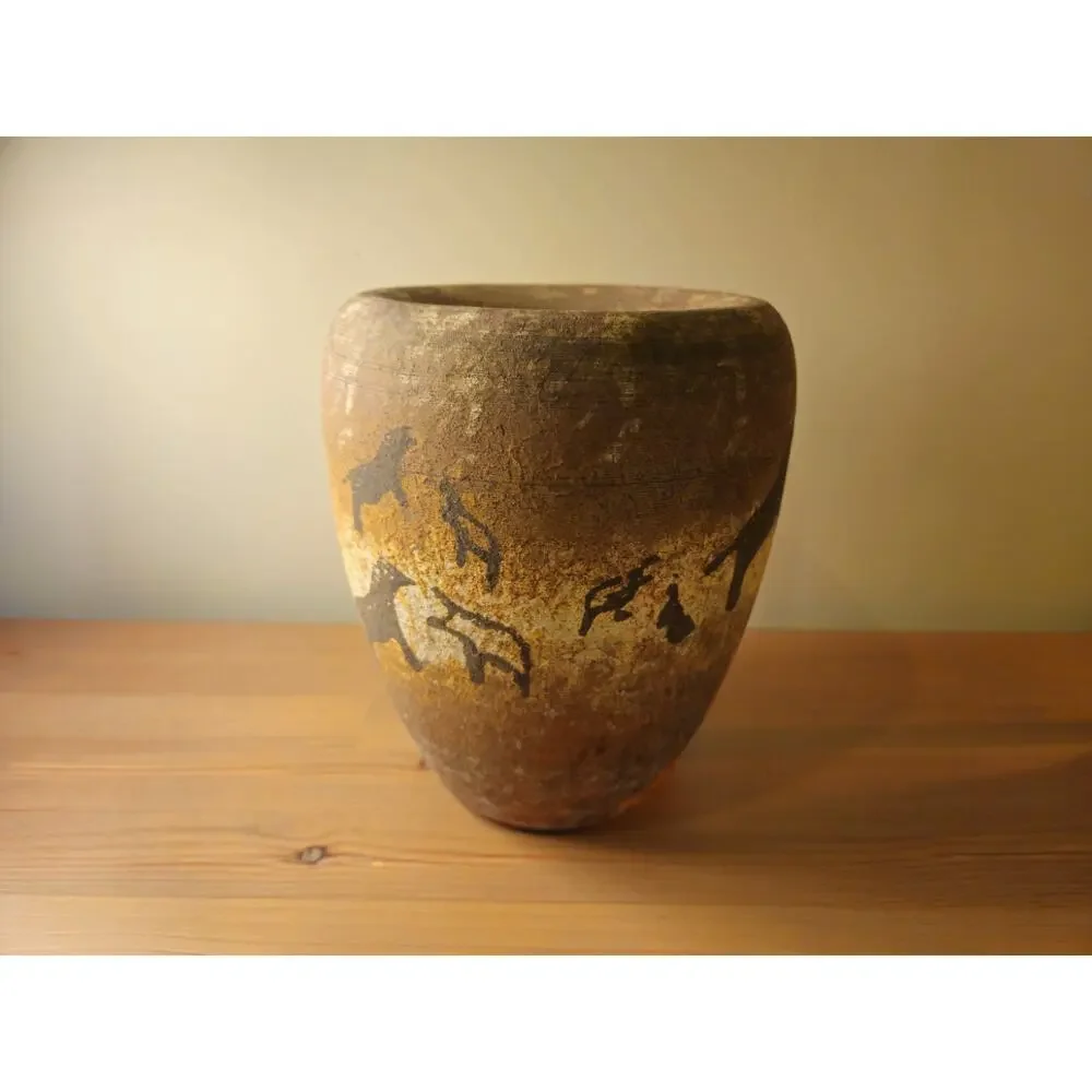 Heager Vintage Pottery Cave Painting Pictograph Vase
